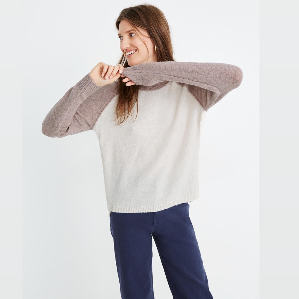 Madewell Colorblock Allister Pullover Sweater in Coziest Yarn Sz S